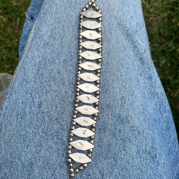 Rare Mexican silver bracelet beaded coffee bean handmade - Picture 4 of 5